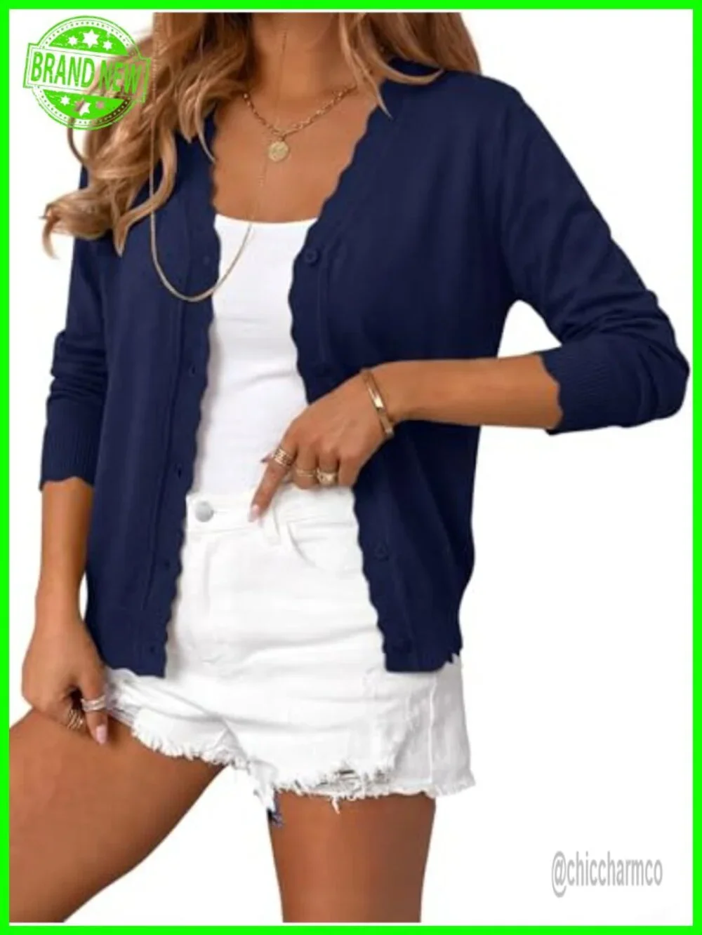 Lightweight V-Neck Cardigan Sweater for Women Long Sleeve Button Up Ribbed Knit
